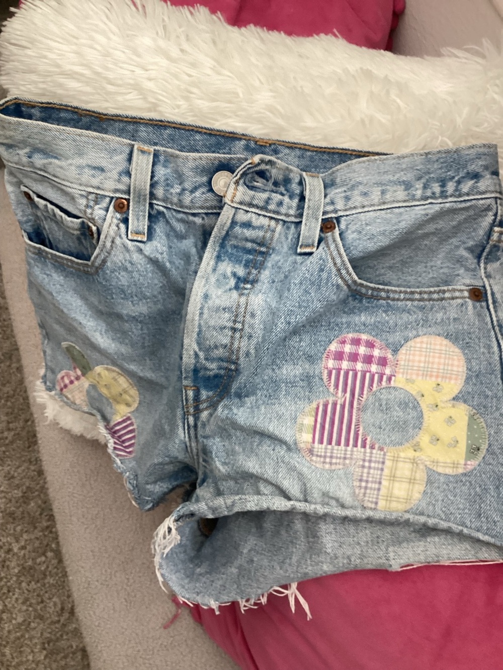 Levi’s 501® 150th Anniversary Floral Patchwork Cutoff Denim Shorts